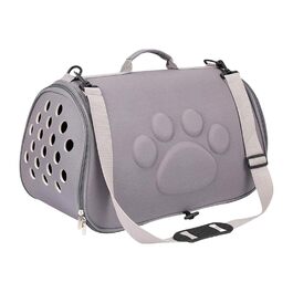 Сумка-переноска для кота з плечовим ременем | Складана переноска для кота на вихід | для подорожей, активного відпочинку, авіаперельотів, кемпінгу, поїздок, до ветеринара, міста та подорожей сірого кольору L