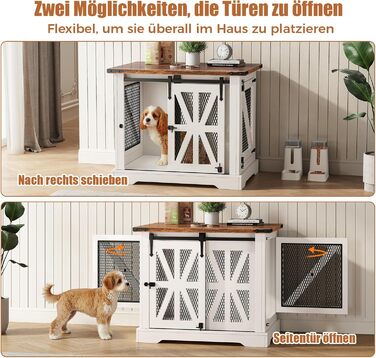 Клітка для собак, 73 см, дерев'яна будка для собак, клітка для собак для дому, посилене виконання, захист від укусів, розмір 73x51x60 см, білий колір