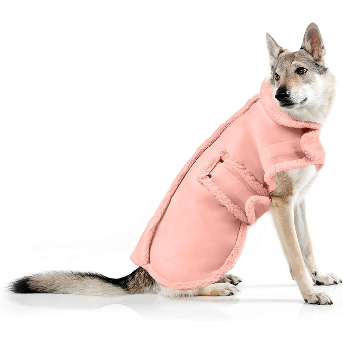 Зимова куртка для собак, тепла, вітронепроникна, пуловер для маленьких собак, теплий флісовий халат для середніх та великих собак (XXL) (Рожева, XX-Large (26-35 кг))