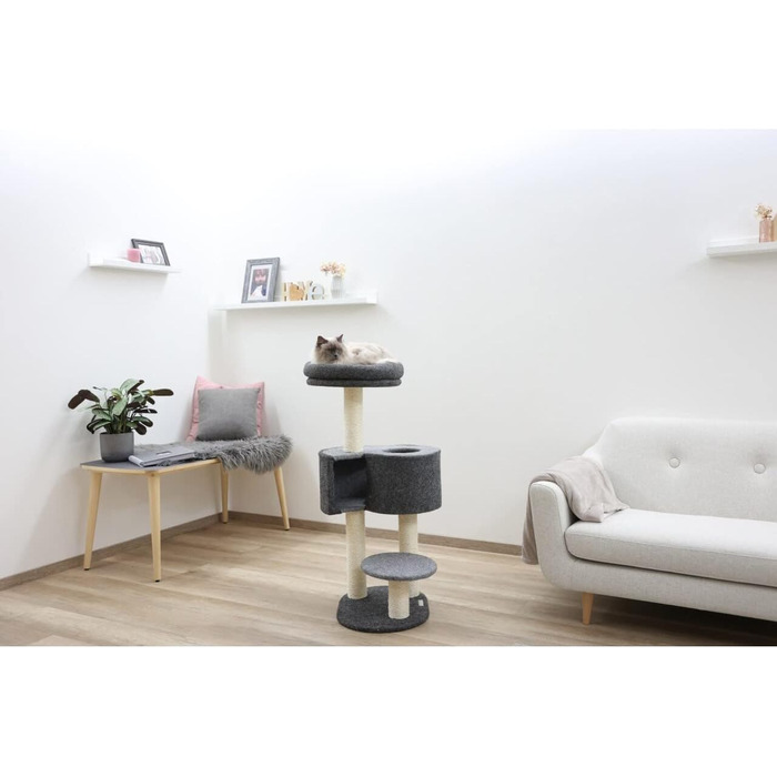 Дряпка для котів Kerbl Fridolin з фетру, сірого кольору, розмір до 55x52x106 см