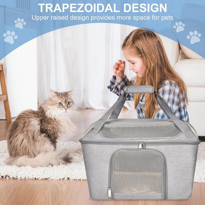 Транспортна переноска для котів та собак, складана переноска-мішок, переноска для тварин з регульованим плечовим ременем, схвалена авіакомпаніями