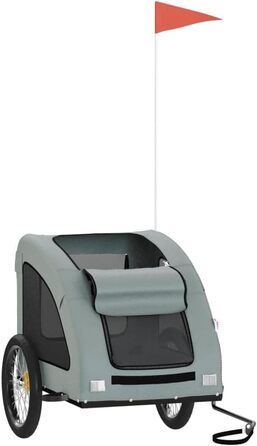 Фасба Причіп для собак, велосипедний причіп для тварин, причіп для собак з відбивачами та прапором, причіп для котів та домашніх тварин, сірий, Оксфордська тканина та метал, 137 x 68 x 72 см (Д x Ш x В)