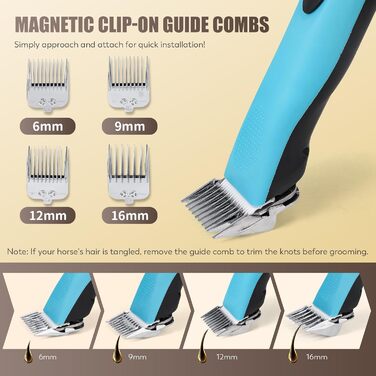 Машина для стрижки тварин CGOLDENWALL CG-CP-9060-1: акумулятор 1400mAh, кабель 3.5м, 3200-4000 об/хв, 2 швидкості, для собак, коней, кіз, корів та тварин з густою шерстю