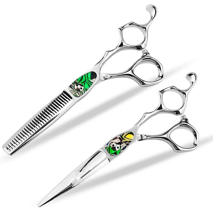 Набір ножиць для грумінгу собак 6 дюймів: прямі та розріджуючі ножиці для професійного догляду за шерстю.