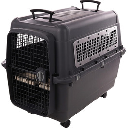Клітка-переноска для собак Flamingo Lanta – темно-сіра | Розмір L (56 × 80 × 59,5 см) | Безпечна, практична та комфортна переноска для вашого собаки
