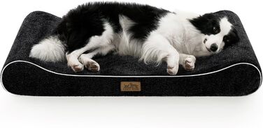Крісло-ліжко для собак, 114x76x15 см, з бортиками - ортопедичний килимок для собак з ковзаючого, водонепроникного матеріалу у формі човна, підходить для собак до 43 кг, чорний, L (114x76x15 см)