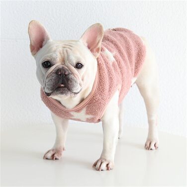 Теплий флісовий теплий одяг для собак для великих собак, маленьких собак з великою грудною кліткою, таких як Французький бульдог, коргі, мопс, бульдог, бультер'єр, шиба та інші - зимова куртка розмір L (XL: обхват грудей 64-66 см, рожевий)