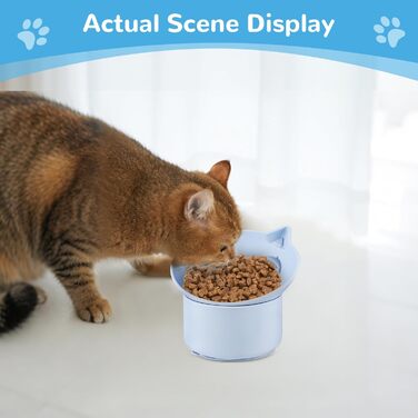 Підвищений годівниця для котів - годівниця для повільного годування, силікон, регульована висота, блакитна