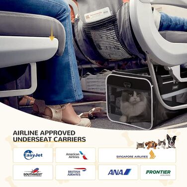 Трансформер-переноска для домашніх тварин Lekereise, TSA-сертифікована, чорна, до 5,4 кг