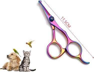 Професійна 5-в-1 фен-щітка для собак, з нержавіючої сталі, з безпечними закругленими кінцями, пряма та філірувальна/вигнута ножиці, плоска ножиця/ножиці для зубів, гребінець