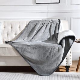 Водонепроникний плед для ліжка, дивана, софи. М'який водонепроникний плед для собак та котів. Реверсивний плед з флісу Sherpa для захисту меблів (сірий, 127x152 см)