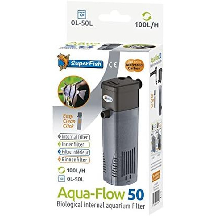 Акваріумний фільтр Superfish Aqua-flow-100 для води в акваріумі, чорний (UK-вилка)
