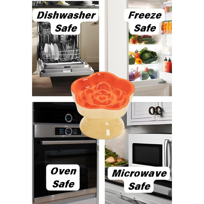 Миска для повільного годування домашніх тварин, керамічна, нахилена, для котів та маленьких собак, запобігає блювоті та удушенню (Рожева), (Оранжева/Захід сонця у вигляді зигзага)