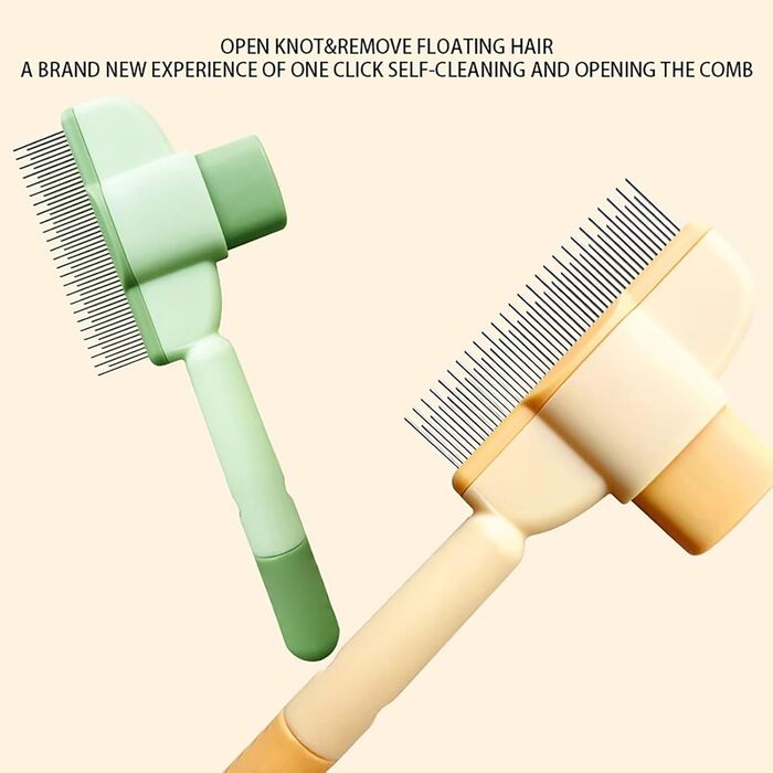 Щітка для котів та собак, видалення шерсті, з кнопкою для очищення, для довгої та короткої шерсті, сіра, інструменти для догляду за тваринами