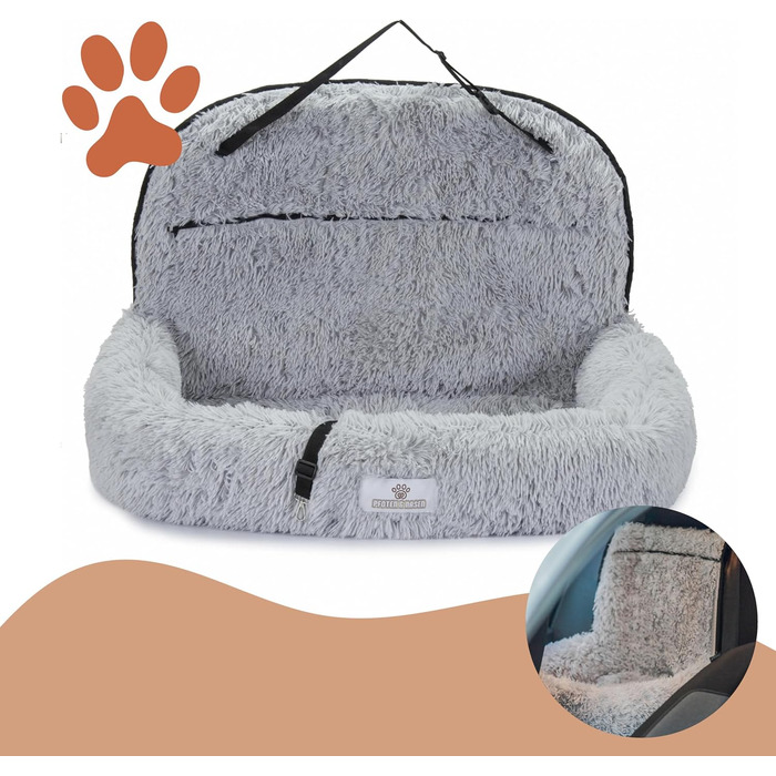 Ортопедичний автокрісло для собак Pfoten&Nasen® 2 в 1 (50x79x33 см, бежевий) для великих, середніх та маленьких собак