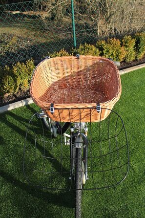 Корзина для велосипеда Marcus Hundefahrradkorb для руля з лози з металевою сіткою XL або XXL, корзина для собак, корзина на кермо, корзина для тварин, натуральна (без подушки)