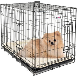 MaxxPet металевий вольєр для собак, складна клітка з 2 дверима, з матрасом, для дому та вулиці, чорний 61x43x48 см