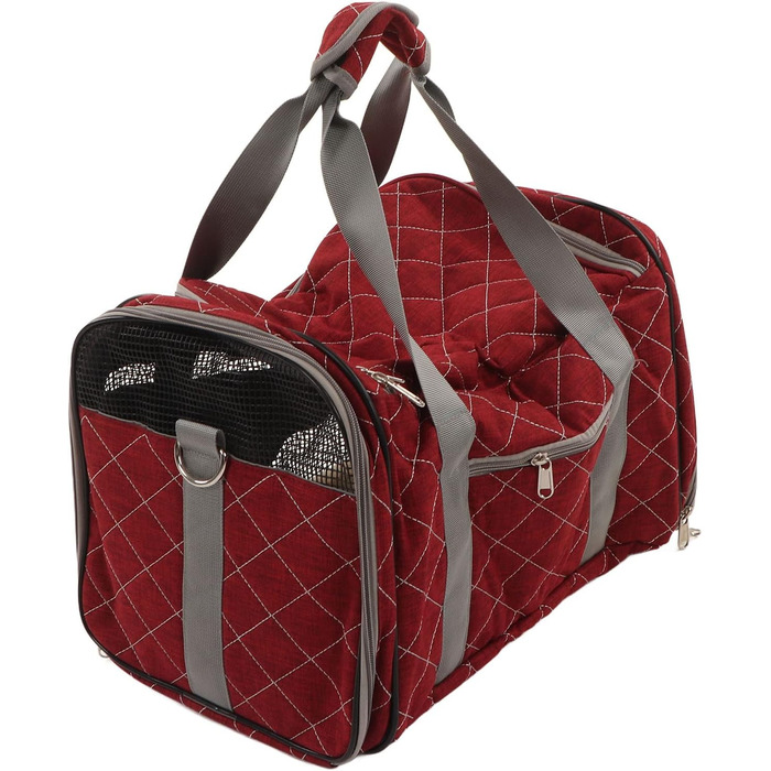 Транспортна переноска для собак та котів, складана, дихаюча, м'яка переноска з плечовим ремінцем (Бургунді)
