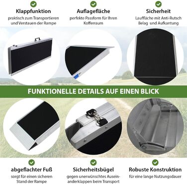 Рампа для собак TRUTZHOLM, розкладна, 183 см, вантажопідйомність 180 кг, алюміній, сірий/чорний, з сумкою