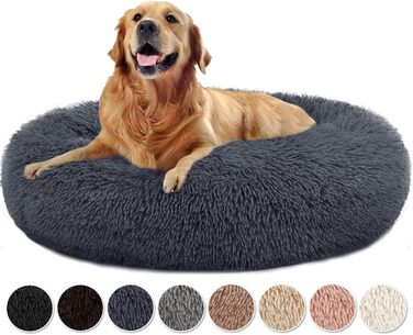 М'яке ліжко для собак та котів Donut, 40 см, темно-сірий. Знімна та пральна наволочка, 8 кольорів та 9 розмірів на вибір.