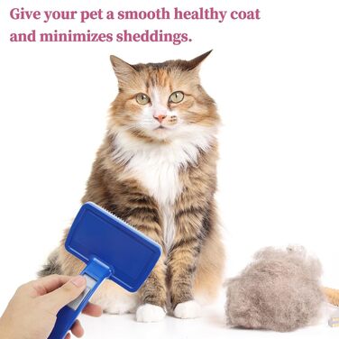 Щітка для собак та котів, грумінг для тварин, щітка для довгошерстих тварин, вичіска для собак та котів, 20x12 см, блакитна