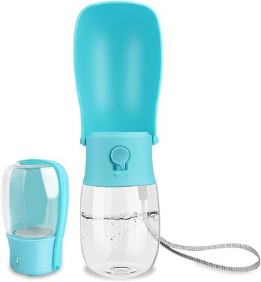 Водяна пляшка для собак WILIFDOM, портативна миска для подорожей, складна годівниця для прогулянок, походів, аксесуари для цуценят, водяна пляшка з фільтром з активованого вугілля, без витоку, харчовий силікон, блакитна