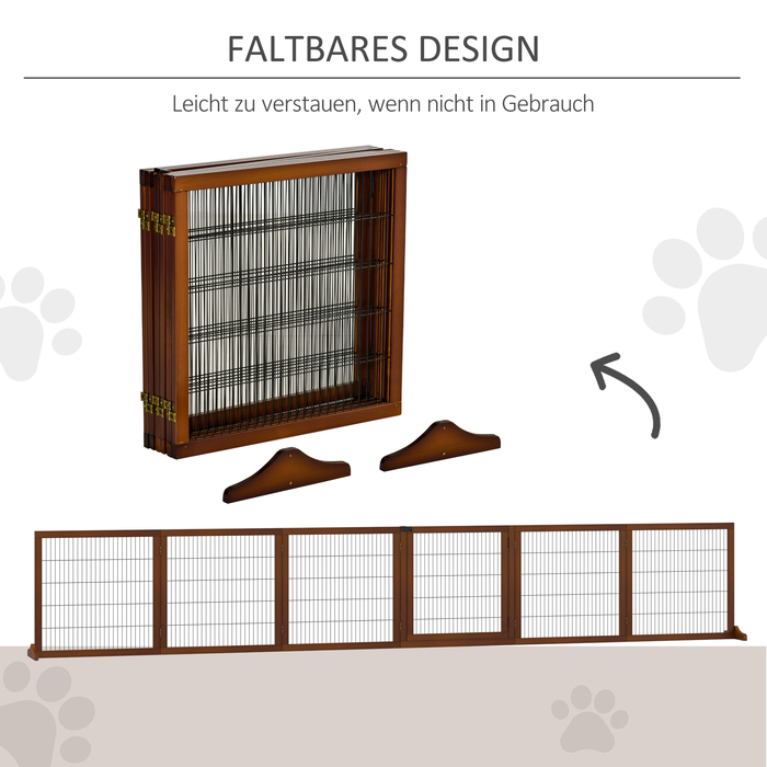 PawHut Barrier Dog 6 штук, складні ворота 432 x 70 см з 2 опорними ніжками, окремо стоячі ворота для собак, сходові ворота для середніх собак, для передпокою, сходи, кава | Аосом