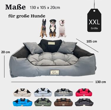 Крісло-ліжко для собак великих порід KING DOG XXL 130x105 см, водонепроникне, з можливістю персоналізації, сірий колір