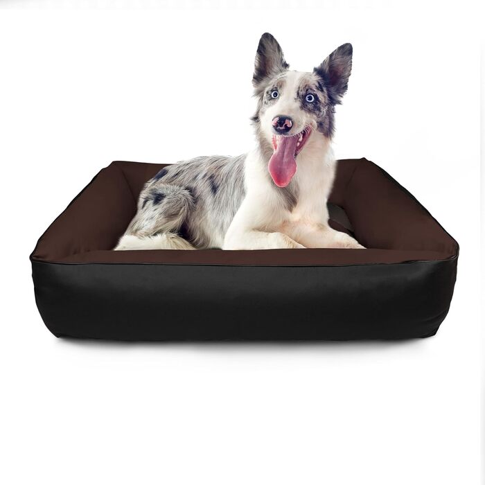 Ліжко для собак BedDog MAX Quattro 2в1 XL, коричнево-чорне, з бортиками, зносостійка Кордура, для дому та вулиці, знімний чохол, миючеся