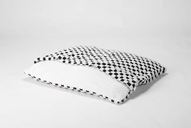 Спальник для собак з дахом, затишна лежанка-будиночок, теплий зимовий плюшевий спальник з капюшоном, ліжко для котів з знімним дахом, диванчик для собак маленьких та середніх порід (50x40x18см, квадратний орнамент)