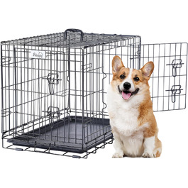 PETAPPY Клітка для собак XXL, металева, з висувним піддоном, 91,5x58,5x65 см, гратчаста переноска для собак, сітчаста конструкція