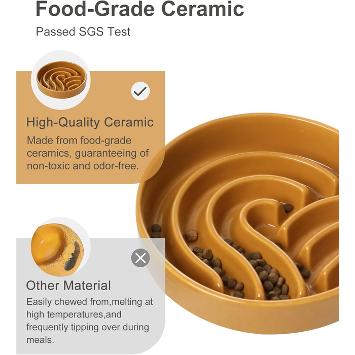 Миска для собак Slow Feeder з кераміки з нековзним силіконовим краєм - пазл для повільного годування, запобігання здуття та ожиріння (Абрикос-S) (Середній, Помаранчевий/Західний колір у зигзаг-смузі (Sunset Chevron))
