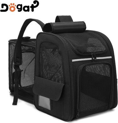 Рюкзак для кота та собаки Dogat: зручний, дихаючий, розкладний, з сіткою, чорний