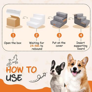 Сходинка для собак Nobleza, рампа для тварин, 3 сходинки, для собак та котів, під ліжко/софу