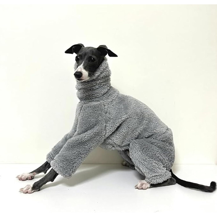 Флісовий теплий костюм-піжама для собак на блискавці, теплий зимовий халат для грейхаундів, костюми для маленьких та середніх собак, сірий, 7#