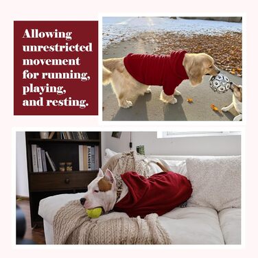 Теплий флісовий худі Nanaki для великих собак з отвором для повідка та капюшоном. Червоний, для хлопчиків та дівчаток, підходить для Біглів (XL, 68 см)