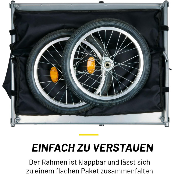 Причіп для велосипеда Dunlop – вантажний причіп з відбивачами та регульованим захистом від дощу – жовтий