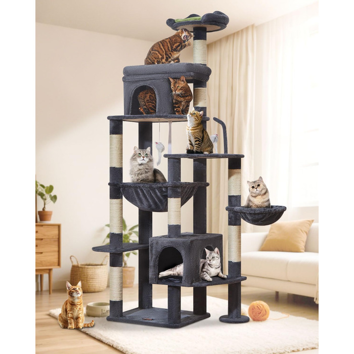 Драбина для котів Taoqimiao MS032G XXL - велика, для дорослих, з металевою гамаком, сірий