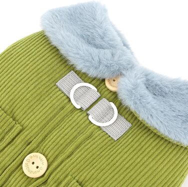 Теплий куртка для собак на осінь/зиму Ranphy з флісовою підкладкою та D-порогом, для чихуахуа та інших маленьких порід (зелений, M)