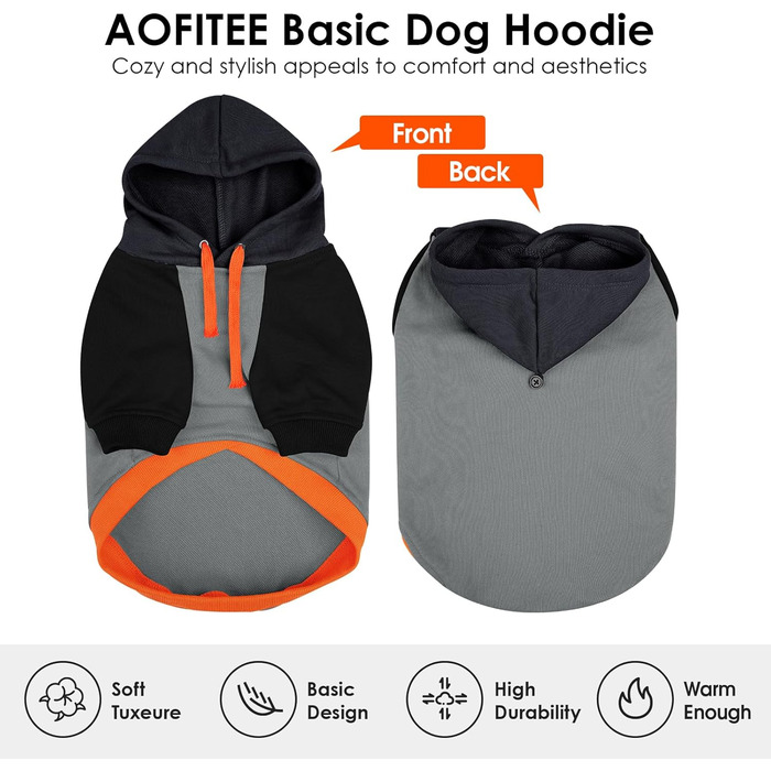 Теплий капюшонний светр AOFITEE для великих собак, рожевий, розмір L (XXX-Large, сірий)