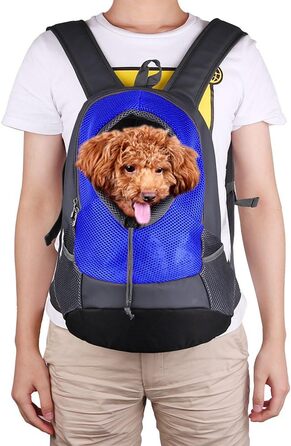 Рюкзак-переноска для собак та котів NHSUNRAY: дихаючий, зручний, з регулюванням та світловідбиваючими смугами (Блакитний)