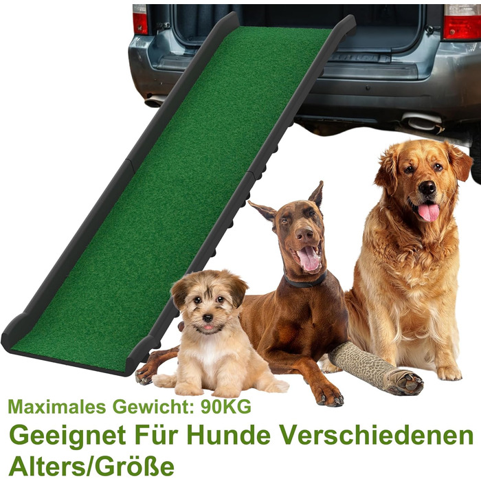 Східці для собак HENGMEI: пандус для собак у багажник авто, 156x40 см, зелений