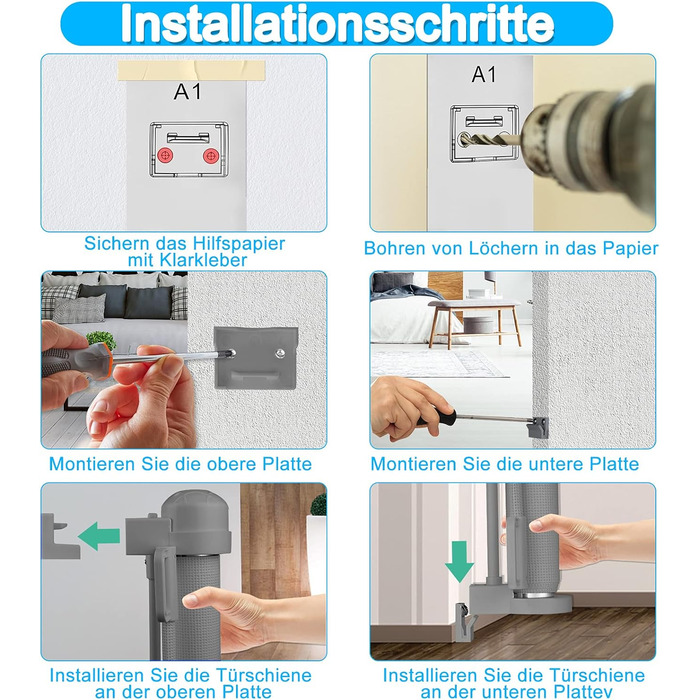 Захист для воріт NAIZY: ролетний захист для собак та дітей, 180 см, сірий