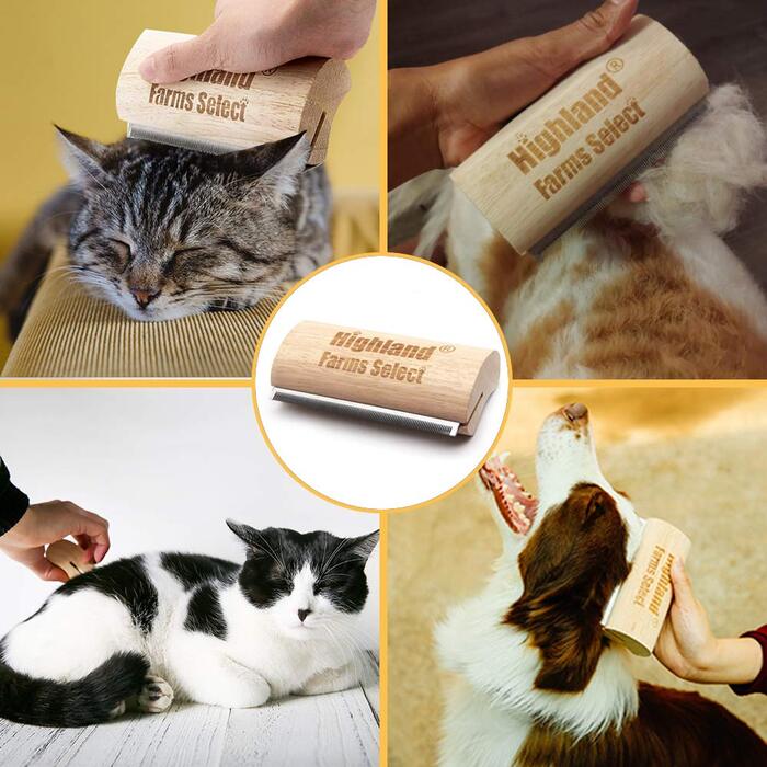 Інструмент для догляду за шерстю собак, котів та коней: ергономічна дерев'яна щітка для грумінгу, професійний гребінець для тварин, безболісний для короткої та довгої шерсті, видаляє бруд - 6,5 см (Д)