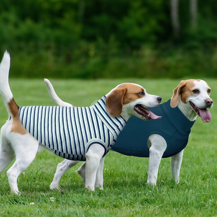 Пуловер для собак Kuoser, 2 шт., XS, флісова жилетка, теплий одяг для маленьких собак, темно-синій та смугастий, XS