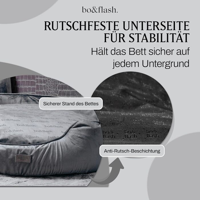 М'яке ліжко для собак San Diego Dark Grey L - зручне собаче ліжко для маленьких та великих собак, з антиковзким покриттям та можливістю прання