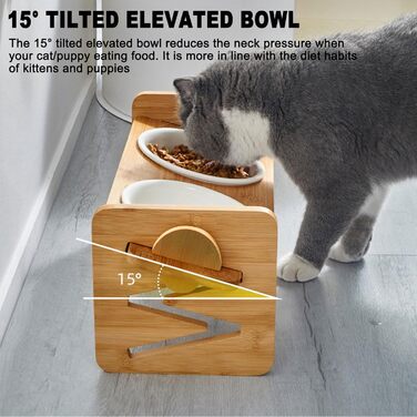 Миска для котів, піднята керамічна миска для котів та маленьких собак, набір мисок для котів та собак, миски для котів (включно зі стійкою)