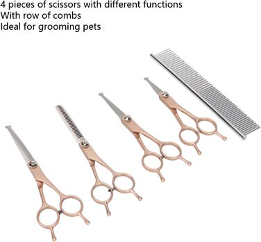 Набір професійних ножиць для грумінгу собак, 5 шт., з нержавіючої сталі, безпечні, для собак, котів та інших тварин