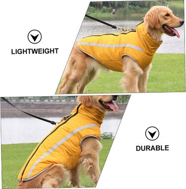 Жовтий водонепроникний дощовик для собак з флісовою підкладкою та світловідбиваючими смугами, 55x68 см