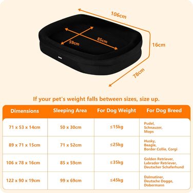 Ортопедичне ліжко для собак, диван-лежанка з валиком для шиї, кошик для собак з неслизьким дном, знімний та пральний, середні та великі породи, 106 x 79 x 17 см, оливковий колір